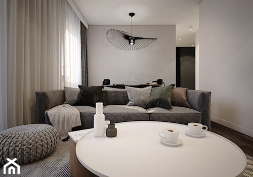 Projekt mieszkania 50m2/Kraków - Średni biały salon z jadalnią, styl nowoczesny - zdjęcie od ABM Studio