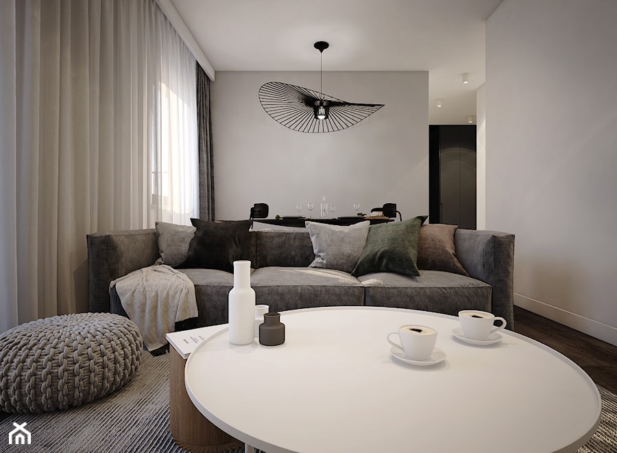 Projekt mieszkania 50m2/Kraków - Średni biały salon z jadalnią, styl nowoczesny - zdjęcie od ABM Studio