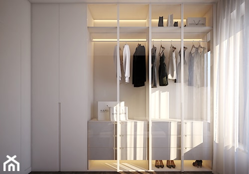Projekt mieszkania 50m2/Kraków - Mała biała sypialnia, styl nowoczesny - zdjęcie od ABM Studio