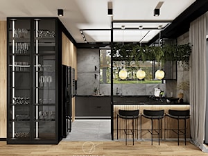 Salon z kuchnią w loftowych klimatach - Kuchnia, styl industrialny - zdjęcie od DOBRY UKŁAD-Sandra Białkowska