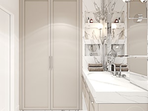 Z nutą stylu amerykańskiego - Średnia bez okna jako pokój kąpielowy z lustrem z punktowym oświetleniem łazienka, styl glamour - zdjęcie od Ambience. Interior design