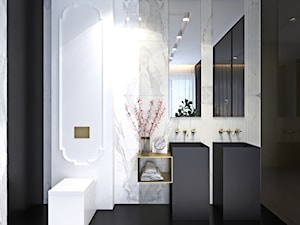 Luksusowy apartament dla singla - Średnia z lustrem z dwoma umywalkami z punktowym oświetleniem łazienka z oknem, styl nowoczesny - zdjęcie od Ambience. Interior design