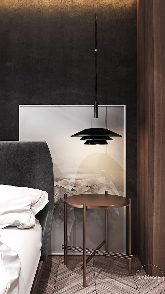 Apartament w Londynie - strefa nocna - Mała czarna sypialnia, styl nowoczesny - zdjęcie od Ambience. Interior design