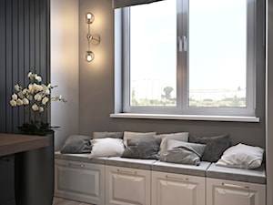 Mieszkanie łączące klasykę i nowoczesność - Małe z sofą z zabudowanym biurkiem białe czarne szare biuro, styl tradycyjny - zdjęcie od Ambience. Interior design