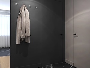 Mieszkanie w kolorze kaszmiru - Mały z wieszakiem czarny szary z marmurem na podłodze hol / przedpokój, styl nowoczesny - zdjęcie od Ambience. Interior design