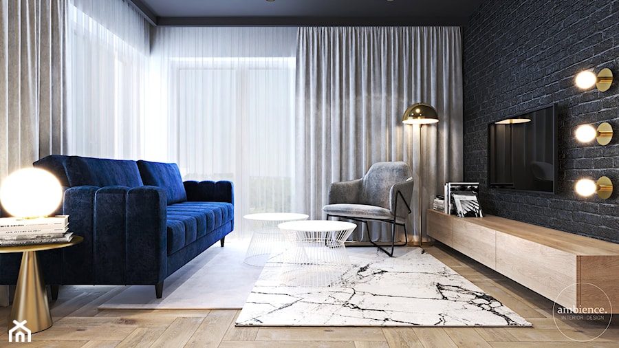 Mieszkanie z granatem - Salon, styl nowoczesny - zdjęcie od Ambience. Interior design