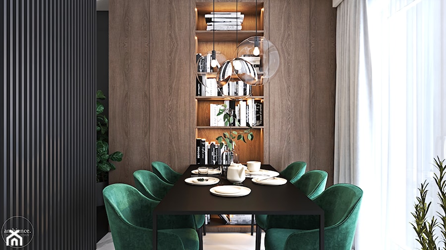 Mieszkanie w kolorze kaszmiru - Średnia biała czarna jadalnia jako osobne pomieszczenie, styl nowoczesny - zdjęcie od Ambience. Interior design