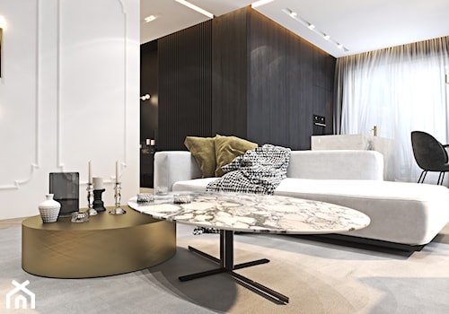 Luksusowy apartament dla singla - Mały czarny szary salon z kuchnią z jadalnią, styl nowoczesny - zdjęcie od Ambience. Interior design