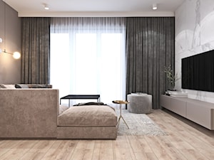 Mieszkanie łączące klasykę i nowoczesność - Średni beżowy szary salon, styl nowoczesny - zdjęcie od Ambience. Interior design
