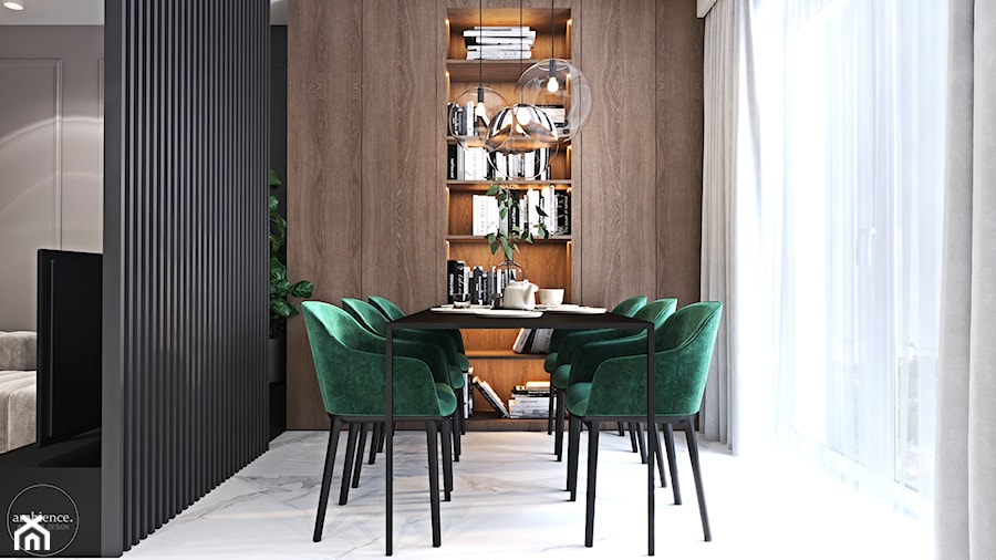 Mieszkanie w kolorze kaszmiru - Średnia czarna jadalnia jako osobne pomieszczenie, styl nowoczesny - zdjęcie od Ambience. Interior design