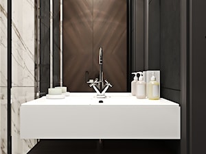 Warszawski apartament - Mała bez okna z lustrem z marmurową podłogą z punktowym oświetleniem łazienka, styl nowoczesny - zdjęcie od Ambience. Interior design