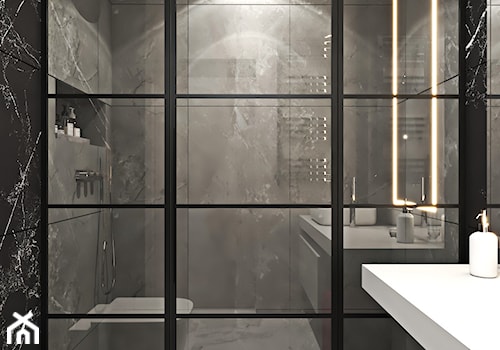 Mieszkanie z bordowym akcentem - Średnia bez okna z punktowym oświetleniem łazienka, styl nowoczesny - zdjęcie od Ambience. Interior design