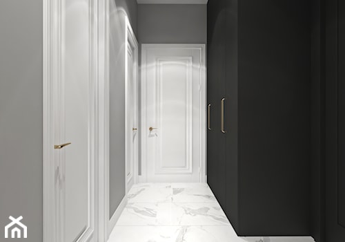 Mieszkanie łączące klasykę i nowoczesność - Średni czarny szary z marmurem na podłodze hol / przedpo ... - zdjęcie od Ambience. Interior design