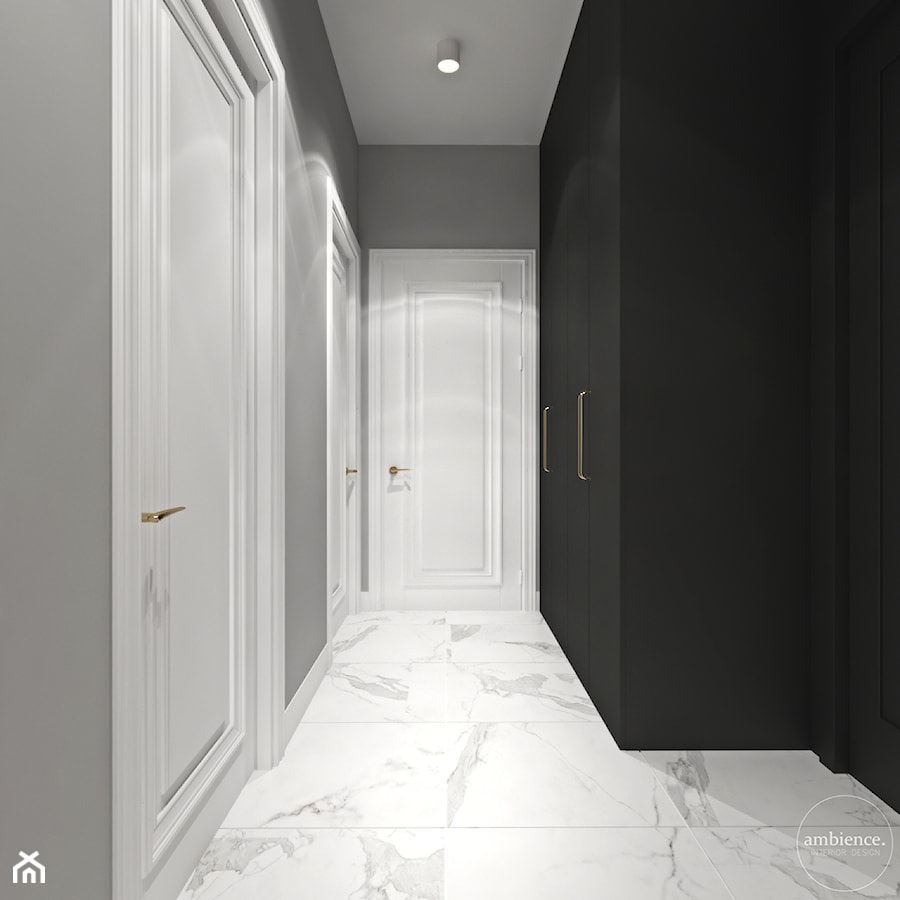 Mieszkanie łączące klasykę i nowoczesność - Średni czarny szary z marmurem na podłodze hol / przedpokój, styl nowoczesny - zdjęcie od Ambience. Interior design