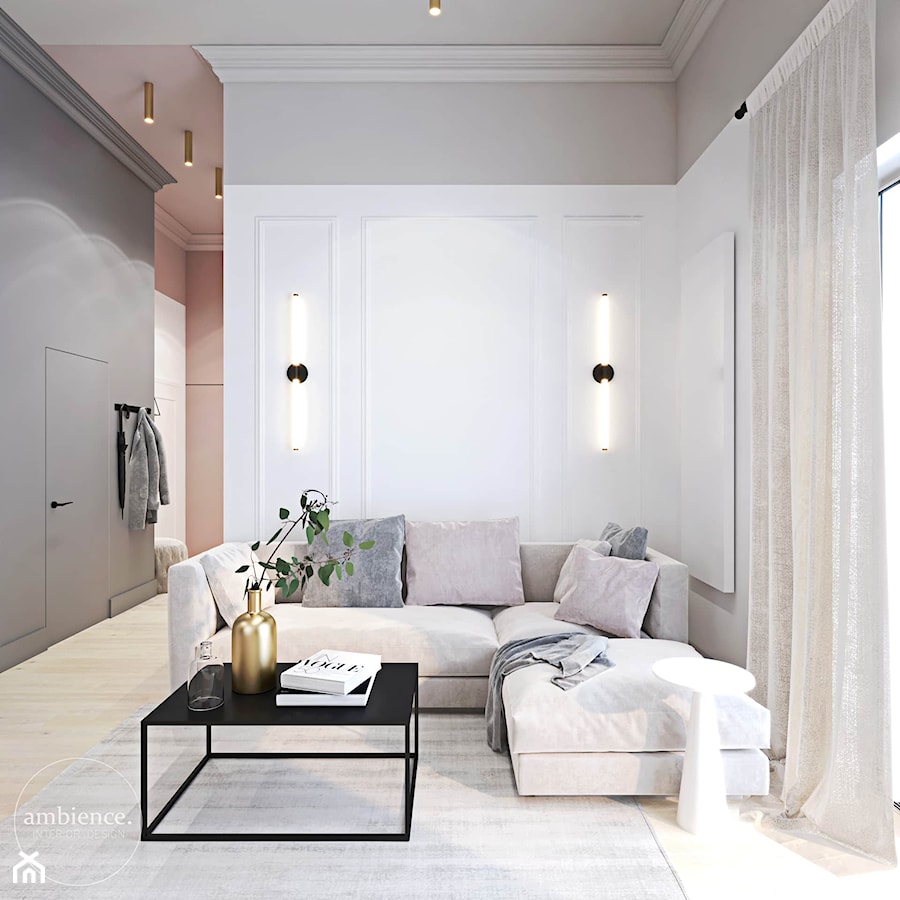 Wysokie mieszkanie w pastelach - Salon, styl nowoczesny - zdjęcie od Ambience. Interior design