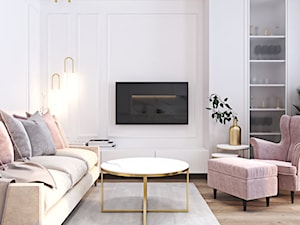 Mieszkanie łączące złoto i pudrowy róż - Salon, styl nowoczesny - zdjęcie od Ambience. Interior design