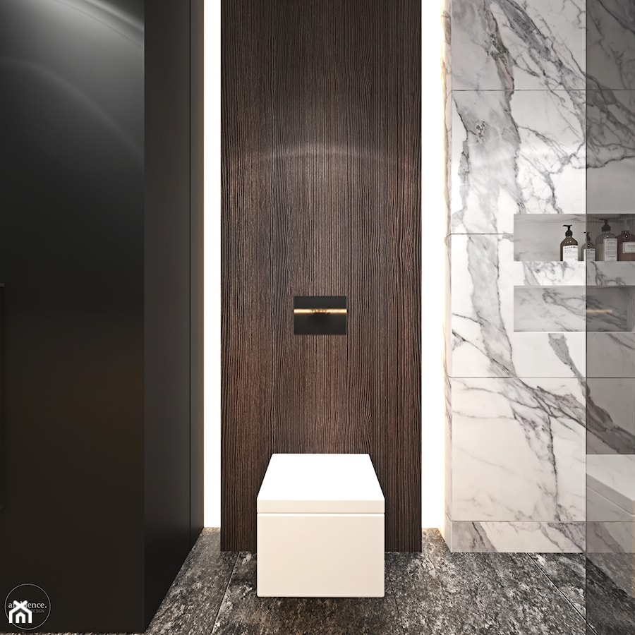Ciemna łazienka z charakterem - Łazienka, styl nowoczesny - zdjęcie od Ambience. Interior design