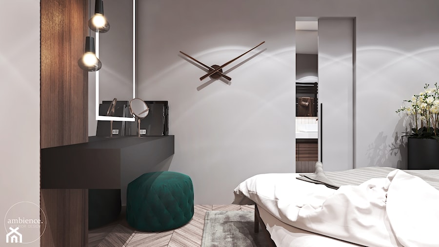 Apartament w Londynie - strefa nocna - Mała szara sypialnia, styl nowoczesny - zdjęcie od Ambience. Interior design