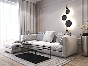 Mieszkanie z bordowym akcentem - Mały biały szary salon, styl nowoczesny - zdjęcie od Ambience. Interior design