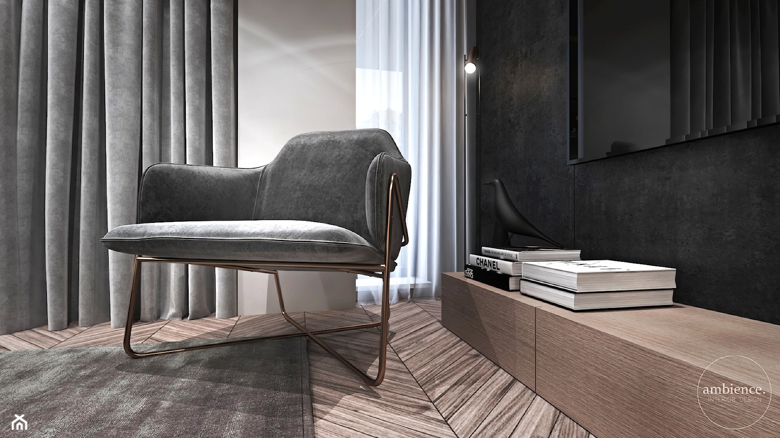 Apartament w Londynie - strefa dzienna - Mały czarny salon, styl nowoczesny - zdjęcie od Ambience. Interior design - Homebook