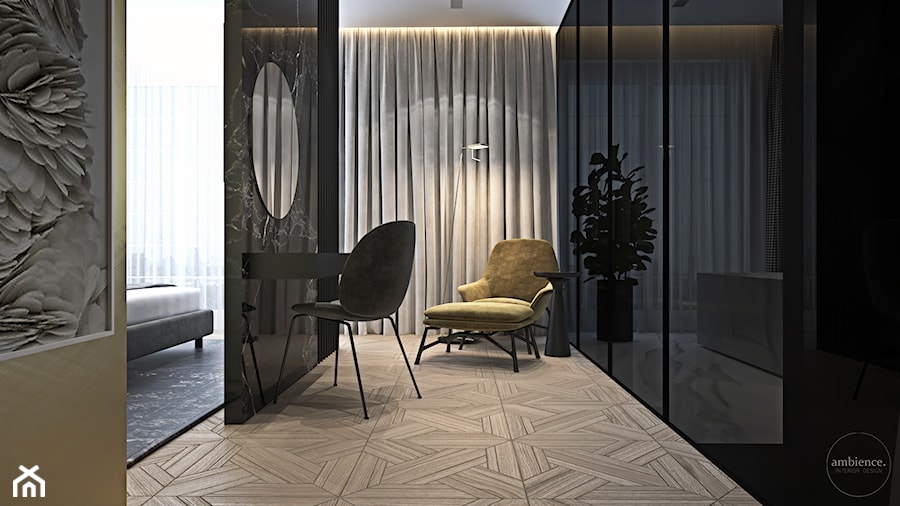 Luksusowy apartament dla singla - Mała czarna sypialnia, styl nowoczesny - zdjęcie od Ambience. Interior design