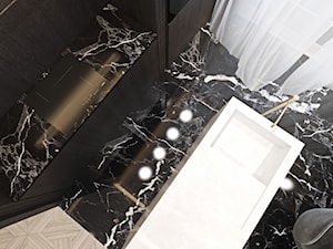 Luksusowy apartament dla singla - Mała z lustrem z marmurową podłogą z punktowym oświetleniem łazienka z oknem, styl nowoczesny - zdjęcie od Ambience. Interior design
