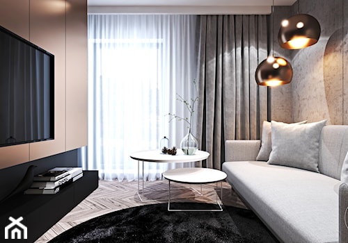 Apartament w Londynie - strefa nocna - Mała szara sypialnia, styl nowoczesny - zdjęcie od Ambience. Interior design