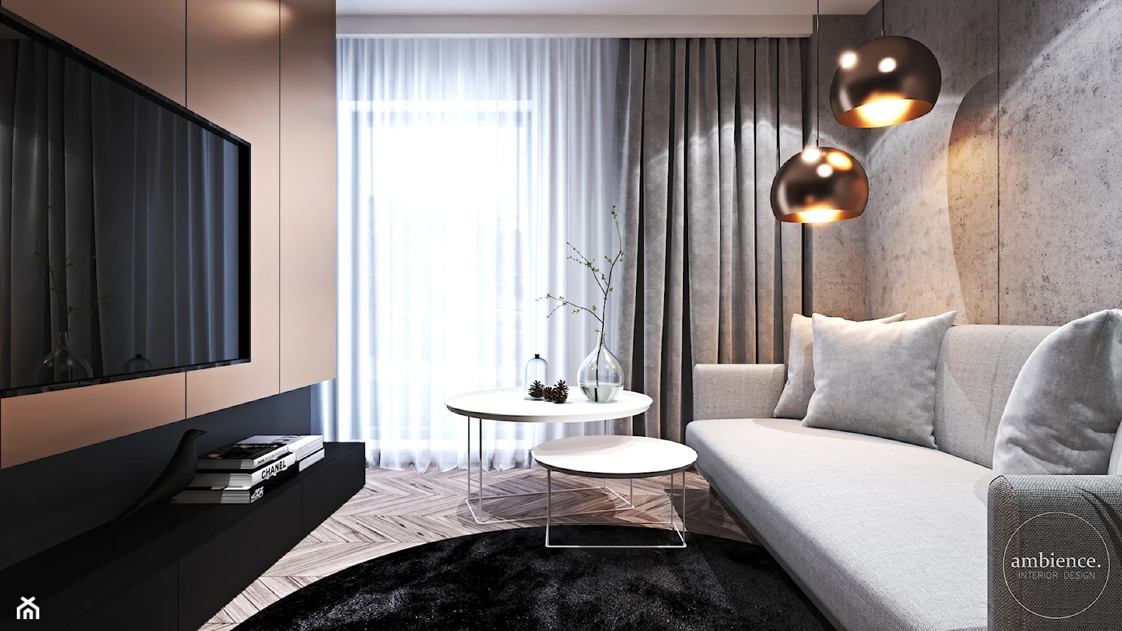 Apartament w Londynie - strefa nocna - Mała szara sypialnia, styl nowoczesny - zdjęcie od Ambience. Interior design - Homebook