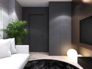 Apartament w Londynie - strefa nocna - Średnia brązowa czarna sypialnia, styl nowoczesny - zdjęcie od Ambience. Interior design