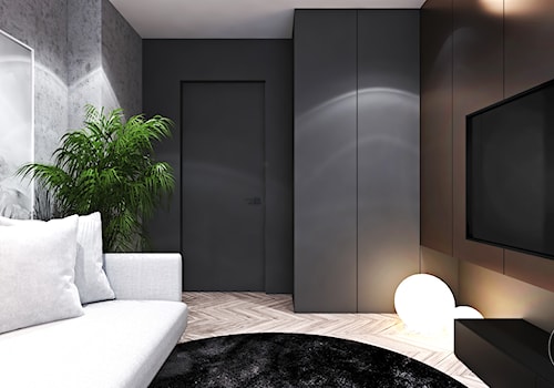 Apartament w Londynie - strefa nocna - Średnia brązowa czarna sypialnia, styl nowoczesny - zdjęcie od Ambience. Interior design
