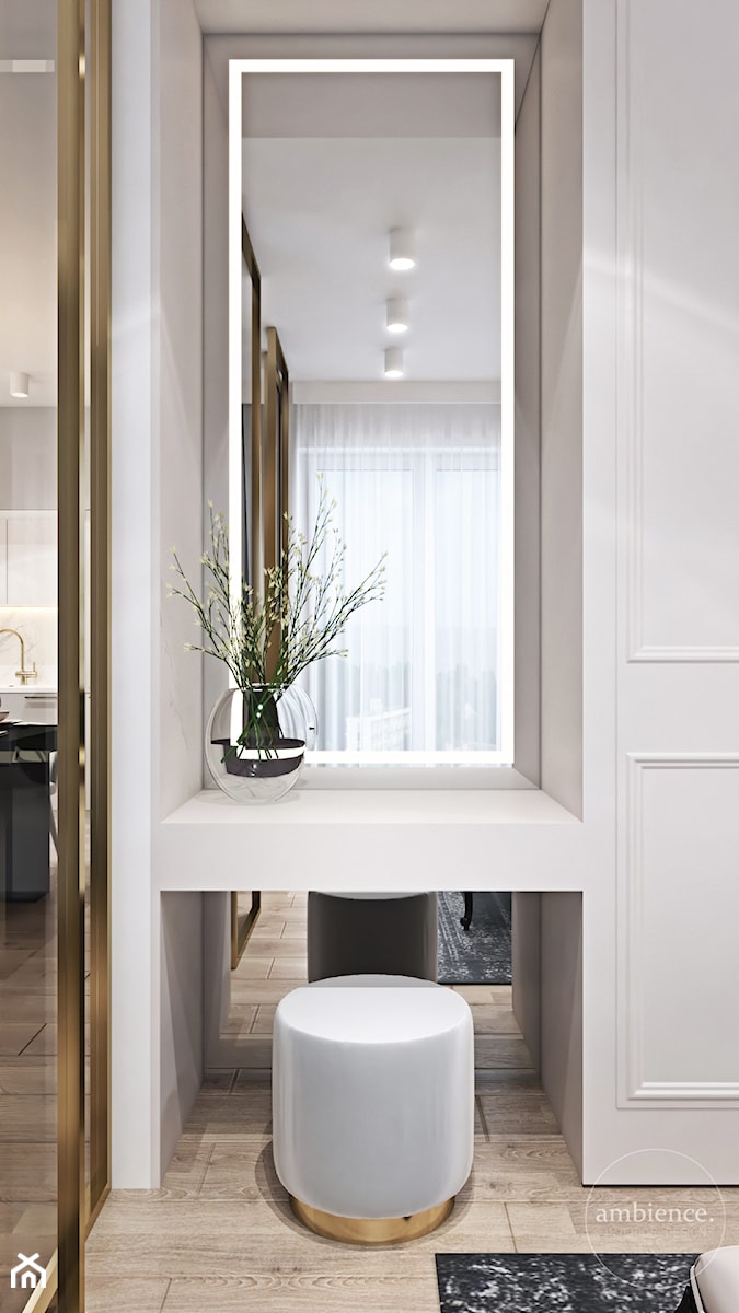 Kobiece mieszkanie w Warszawie - Mała szara sypialnia, styl nowoczesny - zdjęcie od Ambience. Interior design