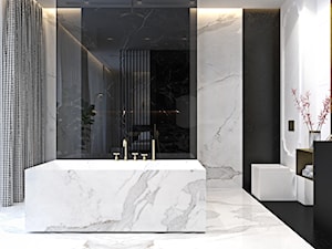 Luksusowy apartament dla singla - Duża z lustrem z marmurową podłogą łazienka z oknem, styl nowoczesny - zdjęcie od Ambience. Interior design
