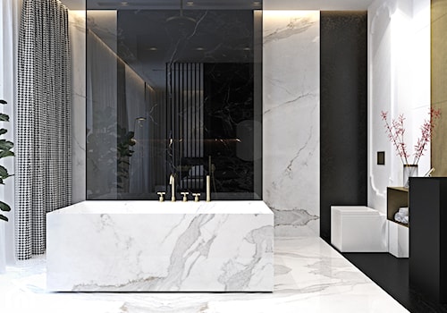 Luksusowy apartament dla singla - Duża z lustrem z marmurową podłogą łazienka z oknem, styl nowoczesny - zdjęcie od Ambience. Interior design