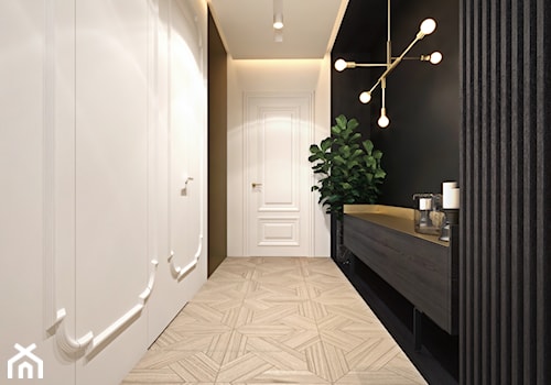 Luksusowy apartament dla singla - Średni biały czarny hol / przedpokój, styl nowoczesny - zdjęcie od Ambience. Interior design