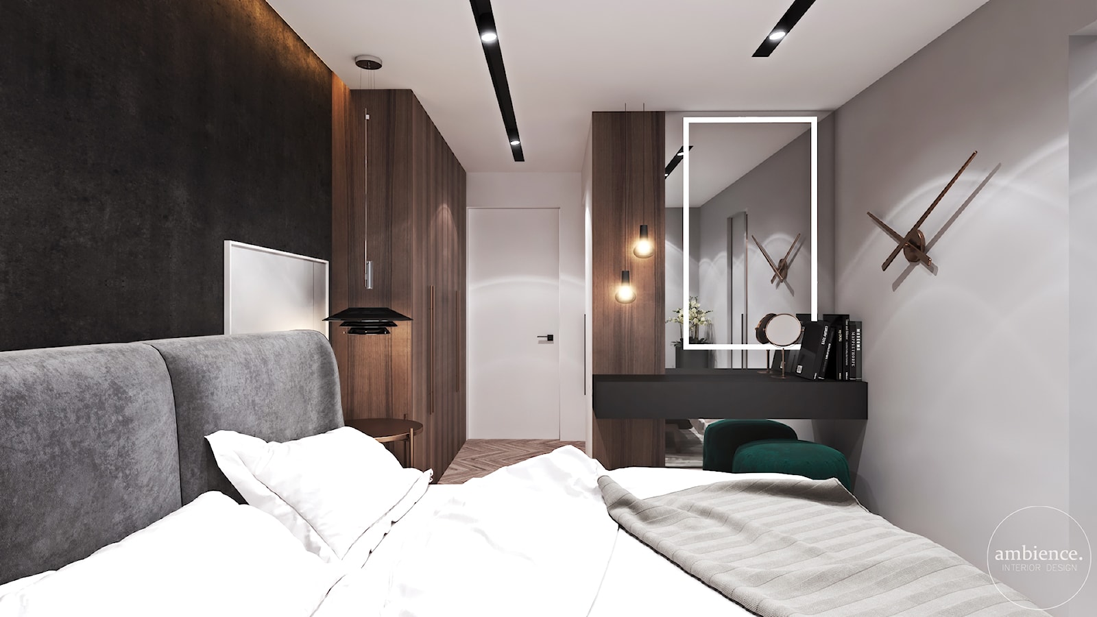 Apartament w Londynie - strefa nocna - Średnia szara sypialnia, styl nowoczesny - zdjęcie od Ambience. Interior design - Homebook