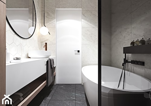 Apartament w Londynie - strefa dzienna - Średnia bez okna z lustrem łazienka, styl nowoczesny - zdjęcie od Ambience. Interior design