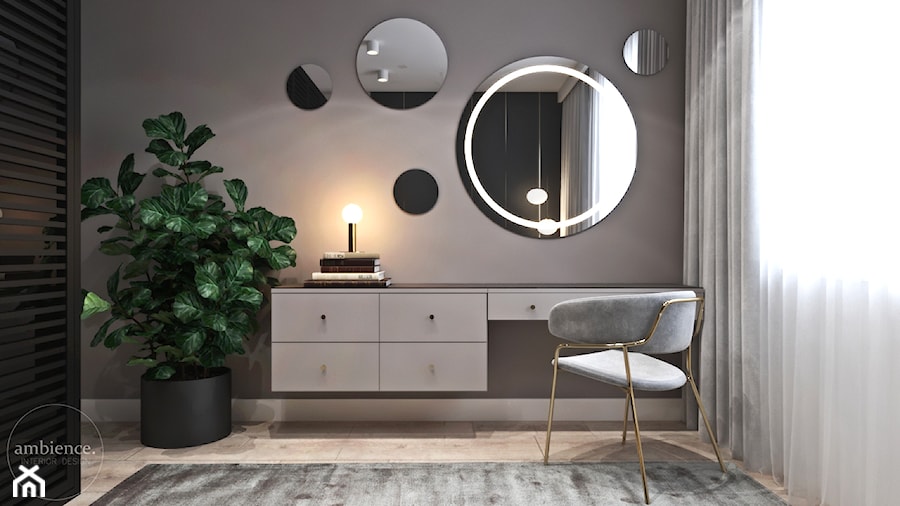 Mieszkanie łączące klasykę i nowoczesność - Średnia szara z biurkiem sypialnia, styl nowoczesny - zdjęcie od Ambience. Interior design