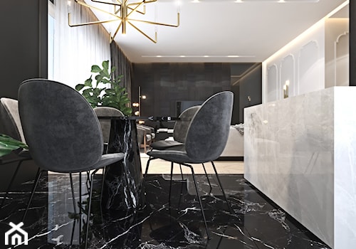 Luksusowy apartament dla singla - Średnia biała czarna jadalnia w salonie w kuchni, styl nowoczesny - zdjęcie od Ambience. Interior design