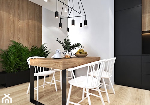 Mieszkanie z zielonym akcentem - Średnia biała szara jadalnia w kuchni, styl nowoczesny - zdjęcie od Ambience. Interior design
