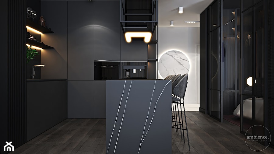 Ciemne wnętrza z akcentem bordo - Kuchnia, styl nowoczesny - zdjęcie od Ambience. Interior design