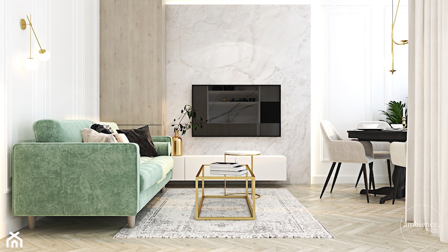 Mieszkanie z miętową sofą - Salon, styl nowoczesny - zdjęcie od Ambience. Interior design