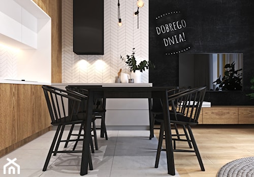 Ciepłe mieszkanie w nowoczesnym stylu - Średnia jadalnia w salonie w kuchni, styl nowoczesny - zdjęcie od Ambience. Interior design
