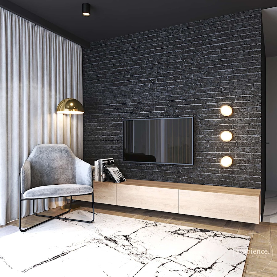 Mieszkanie z granatem - Salon, styl nowoczesny - zdjęcie od Ambience. Interior design