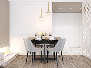 Z nutą stylu amerykańskiego - Duża biała szara jadalnia jako osobne pomieszczenie, styl glamour - zdjęcie od Ambience. Interior design