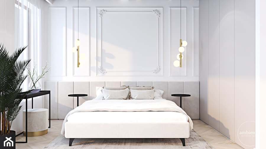 Wnętrza w bieli i złocie - Sypialnia, styl nowoczesny - zdjęcie od Ambience. Interior design
