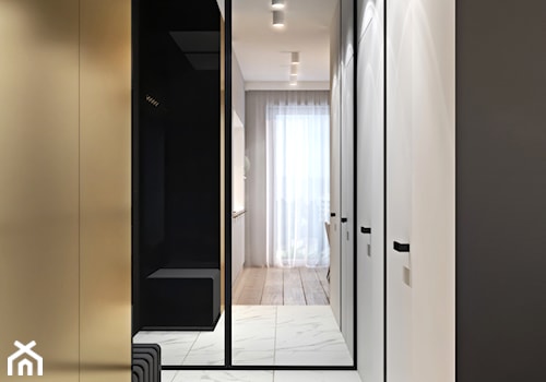 Kobiece mieszkanie w Warszawie - Średni biały czarny hol / przedpokój, styl nowoczesny - zdjęcie od Ambience. Interior design
