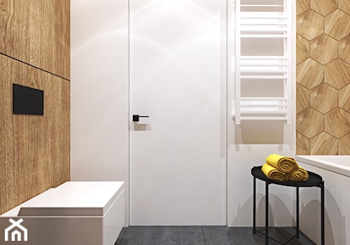 Ciepłe mieszkanie w nowoczesnym stylu - Mała bez okna łazienka, styl nowoczesny - zdjęcie od Ambience. Interior design
