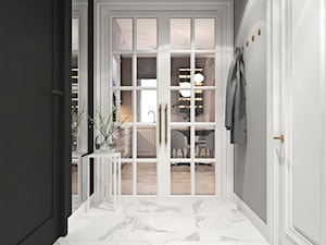 Mieszkanie łączące klasykę i nowoczesność - Mały czarny szary z marmurem na podłodze hol / przedpokój, styl tradycyjny - zdjęcie od Ambience. Interior design