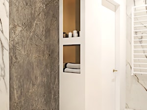 Penthouse w Warszawie - Mała bez okna z marmurową podłogą łazienka, styl nowoczesny - zdjęcie od Ambience. Interior design