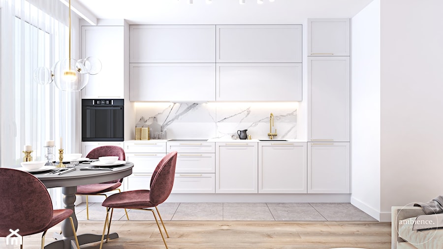Mieszkanie łączące złoto i pudrowy róż - Kuchnia, styl nowoczesny - zdjęcie od Ambience. Interior design